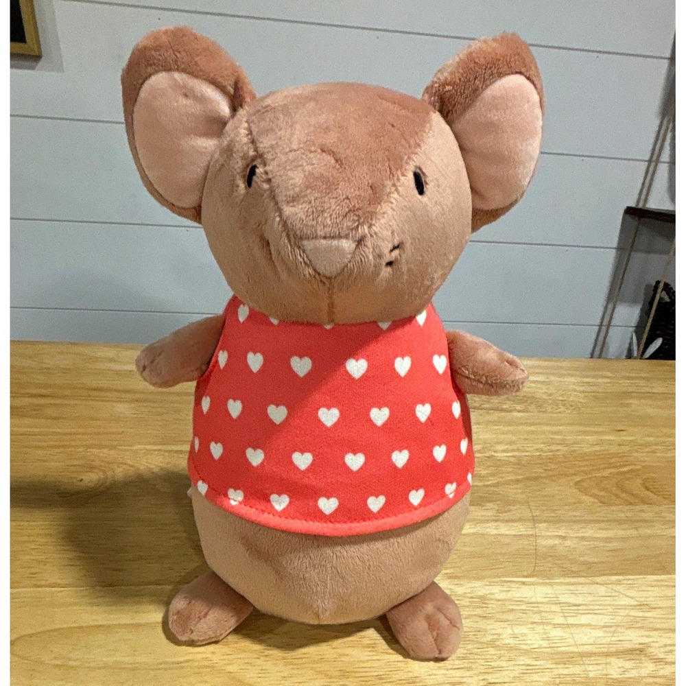 Pillowfort Mouse Figural Novelty Pillow 7x9 Brown/Red Heart Polyester Spot Clean